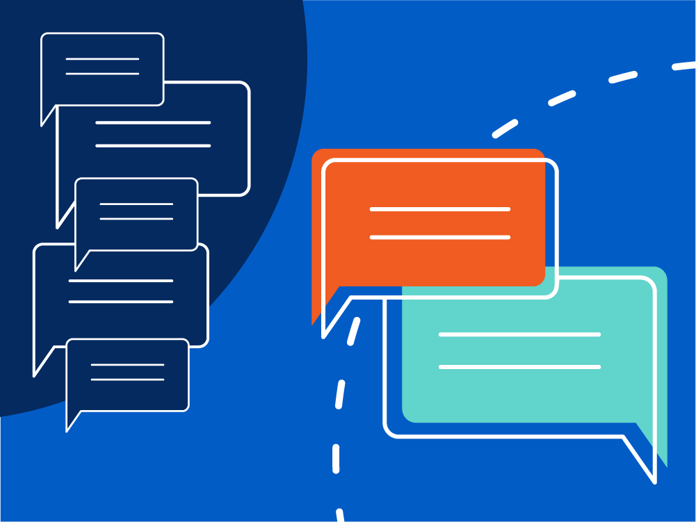 Speech bubbles in varying colors expressing one-sided conversations vs. dialog