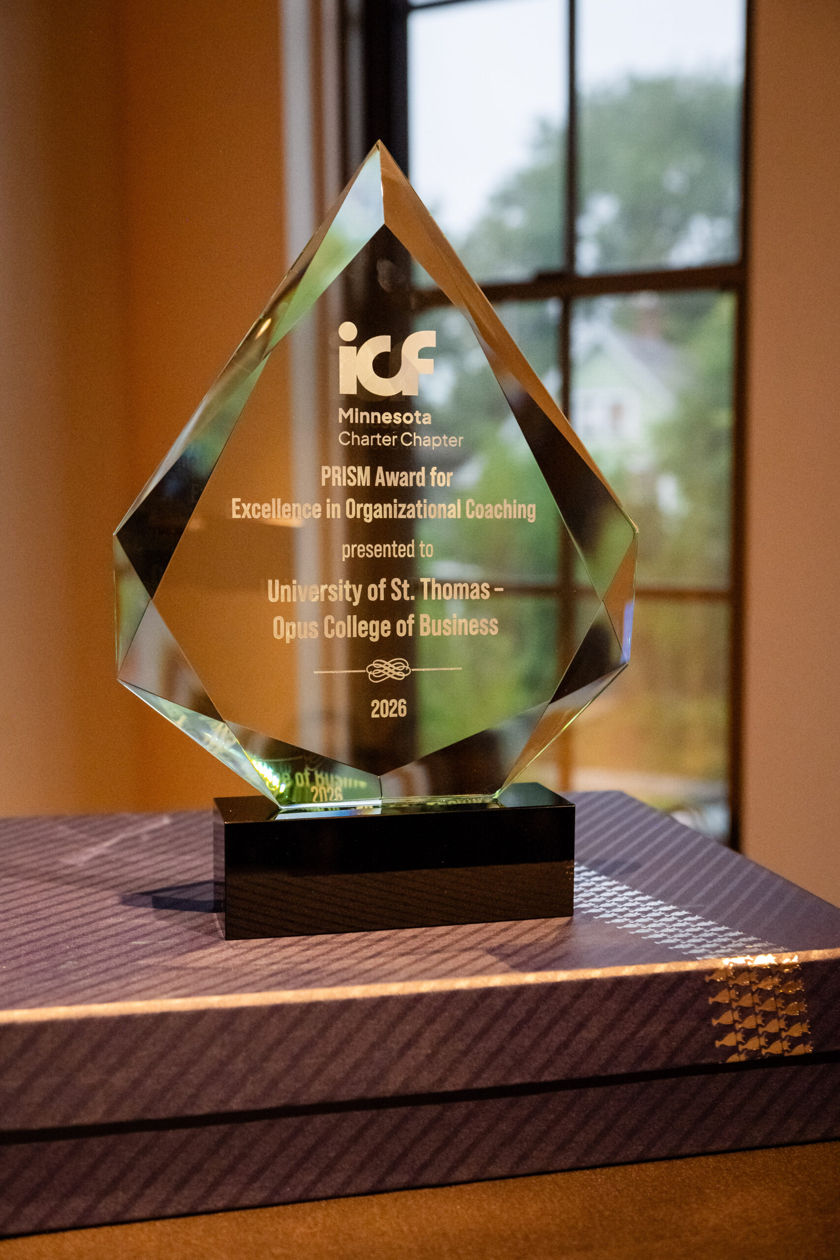 ICF Minnesota PRISM Award for Excellence in Organizational Coaching presented to University of St. Thomas – Opus College of Business, 2026